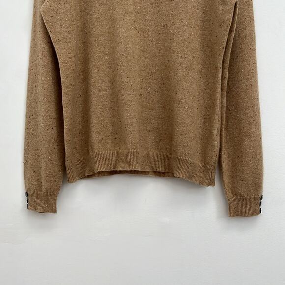 Brodie Cashmere Neutral Speckled Roll Neck Turtleneck Sweater Luxury Soft Large - Picture 8 of 13